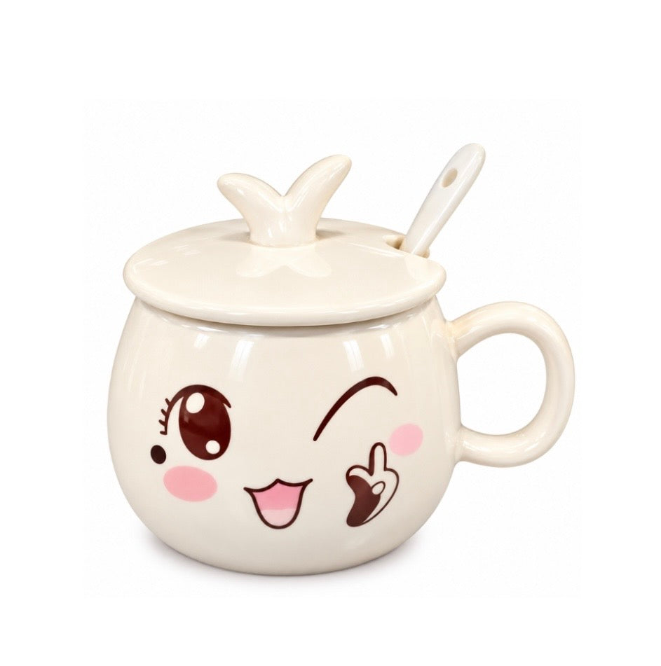 Taza de cerámica asa burbujas
