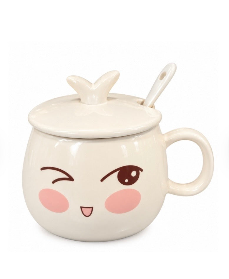 Taza de cerámica asa burbujas